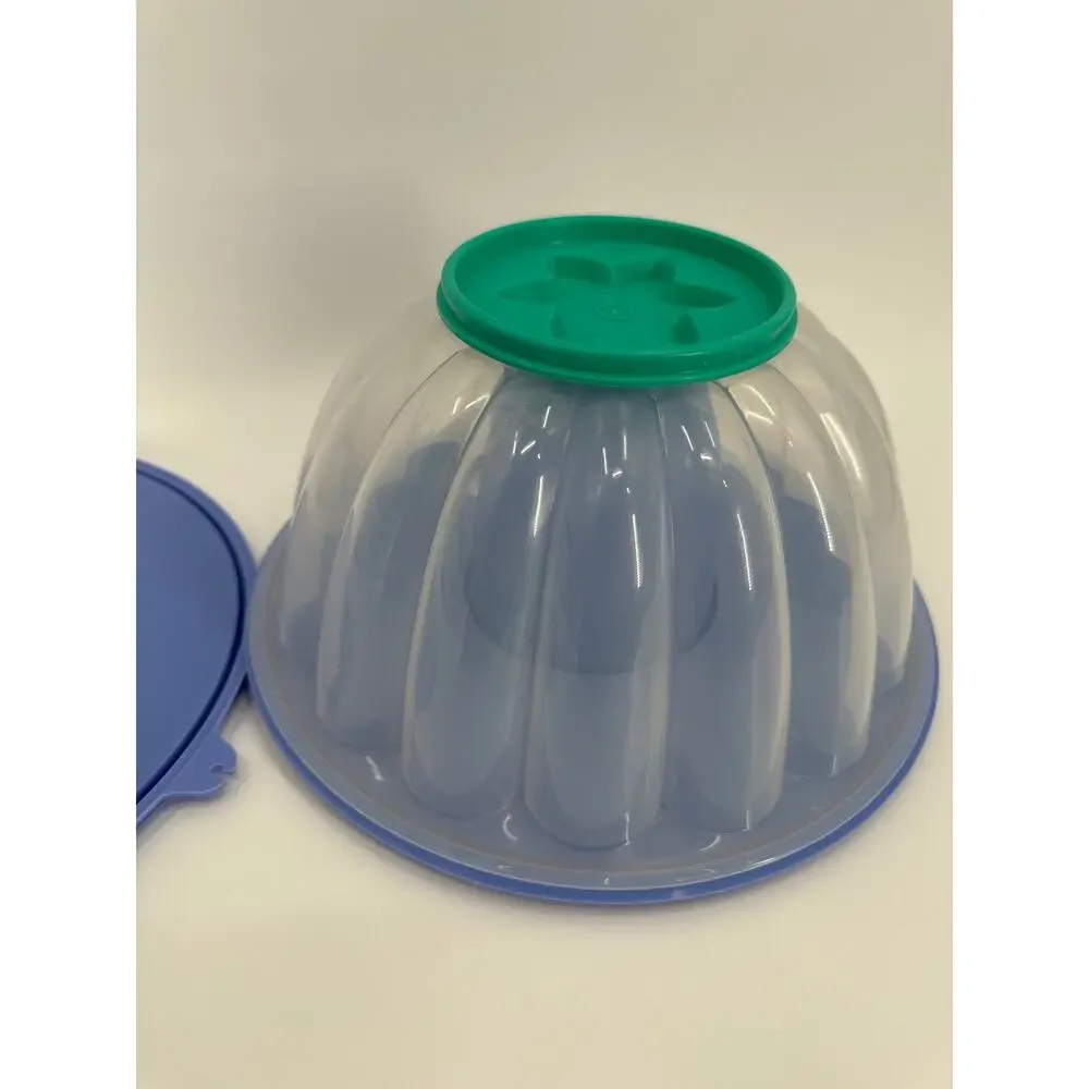 vintage Tupperware jel-ring jello mold purple aqua and clear